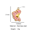 Goldener unregelmäßiger Muschel-Anhänger mit rosa Emaille-Streifen aus poliertem Edelstahl - Fächerförmiger Emaille-Anhänger (HP0147G08) / Lila
