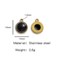 Gouden roestvrijstalen ronde hanger met zwarte natuursteen inleg voor DIY sieraden maken - Rond (HP0051G01) / Zwart (HP0051G01)