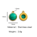Groene natuursteen ronde hanger in goudkleurig roestvrij staal met een kralenrand - Rond (HP0051G02) / Smaragd (HP0051G02)