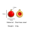 14mm gouden roestvrijstalen ronde hanger met rode steen voor DIY sieraden maken - Rond (HP0051G04) / Rood (HP0051G04)