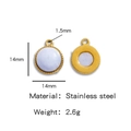 14mm ronde roestvrijstalen hanger met lichtpaarse edelsteen en kralenrand detail - Doorschijnend Wit (HP0051G05)
