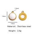 Gouden roestvrijstalen ronde hanger met kralenrand en inleg van witte natuursteen - Wit (HP0051G06)