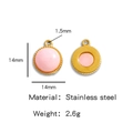 Roze ronde hanger met gouden roestvrijstalen frame voor DIY-sieraden maken - Roze (HP0051G07)