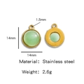 14mm Roestvrijstalen hanger met ronde groene natuursteen in gouden frame afwerking - Jade (HP0051G08)