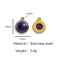 Gouden rvs ronde bedel met 14 mm diepblauwe natuursteen inlegwerk - Donkerblauw (HP0051G09)