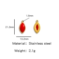 Gouden roestvrijstalen amandel hanger met rood emaille en afmeting specificaties - Rood (HP0051G10)