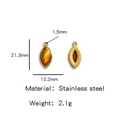 Marquise-hanger van roestvrij staal met tijgeroogsteen in een gouden afwerking - Barnsteen (HP0051G11)