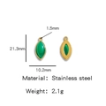Marquise-hanger van roestvrij staal met groen emaille en goud vergulde rand - Smaragd (HP0051G13)