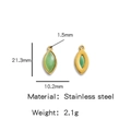 Gouden roestvrijstalen marquise hanger met groene natuursteen voor sieraden maken - Jade (HP0051G14)