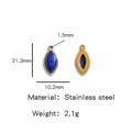 Gouden roestvrijstalen marquise hanger met donkerblauwe natuursteen inleg 21,3x10,2mm - Donkerblauw (HP0051G18)