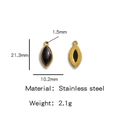Gouden roestvrijstalen marquise hanger met zwarte steen en afmetingen weergegeven - Zwart (HP0051G19)