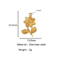 Golden stainless steel rose flower pendant with fine leaf details and circular top ring - Sunflower / Gold