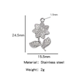 Silver stainless steel daisy flower pendant with detailed petals and stem dimensions - Sunflower / Silver