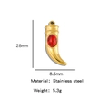 Ciondolo a corno di bue in acciaio inossidabile dorato con pietra rossa, variante 28mm - Strisce rosse
