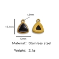 Gouden roestvrijstalen driehoek hanger met zwarte inleg voor doe-het-zelf sieraden - Zwart (HP0051G21)