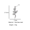 Silver stainless steel rose pendant for DIY jewelry with detailed size measurements - Rose / Silver