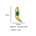 Ciondolo a cornetto in acciaio dorato con malachite, variante di misura 28mm - Colore Venato Verde