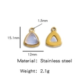 Driehoekige roestvrijstalen hanger met lichtblauwe steen, 12 mm voor het maken van sieraden - Jade (HP0051G24)