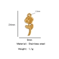 Golden stainless steel rose pendant with leaves, 24mm size for DIY jewelry making - Rhodonite / Gold