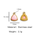Roze emaille driehoek hanger van roestvrij staal met goudlaag voor DIY sieraden maken - Roze (HP0051G25)