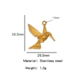 Golden stainless steel hummingbird pendant charm with 26.5mm size and fine feather details - Flying Bird / Gold