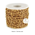 Roll of 3.5mm golden stainless steel ball satellite chain for DIY jewelry making - Width 1.5mm, Bead 3.5mm / Gold