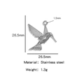 Silver hummingbird pendant in stainless steel with precise size and weight details - Flying Bird / Silver