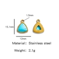Driehoekige roestvrijstalen hanger met blauwe turquoise inleg en holle achterkant - Barnsteen (HP0051G28)