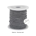 2mm round pearl bead chain in stainless steel finish on a white plastic spool - 2mm / Steel