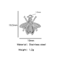 Polished stainless steel honey bee pendant, 18.5mm height with realistic wing textures - Bee / Silver