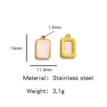 Rechthoekige gouden roestvrijstalen hanger met roze steen voor sieraden maken - Roze (HP0051G29)