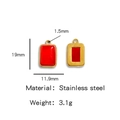 Rode rechthoekige roestvrijstalen bedels met goudfinish voor doe-het-zelf sieraden - Rood (HP0051G30)