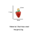 Red and green enamel strawberry charm in stainless steel with 11x6mm size measurements - Small / Red
