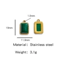 Gouden roestvrijstalen rechthoekige hanger met smaragdsteen en maatspecificaties - Smaragd (HP0051G31)