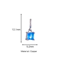 Ciondolo in rame argento con zircone blu quadrato, misura 12,1 mm di altezza e 5,2 mm di larghezza - Dic Forma Quadrata (HP0004S12)