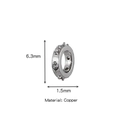 Componente gioielli DIY ciondolo anello 6,3mm in rame argentato con inserti di zirconi - Perla Distanziatrice (HP0004S13)