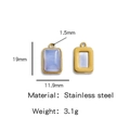 Rechthoekige gouden roestvrijstalen hanger met lichtblauwe steen 19mm x 11.9mm - Jade (HP0051G34)