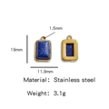 Rechthoekige roestvrijstalen hanger met blauwe lapis lazuli steen en gouden frame - Zwart (HP0051G35)