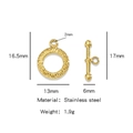 Golden stainless steel heart toggle clasp set with radial engraving for DIY jewelry - Irregular Circle (HP0123G02) / Gold