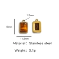 Rechthoekige gouden roestvrijstalen hanger met natuurlijke bruine tijgeroog steen - Barnsteen (HP0051G36)