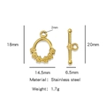 Golden stainless steel heart flower OT toggle clasp for DIY jewelry making 1.7g - Flowers (HP0123G03) / Gold
