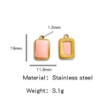 Roze natuursteen hanger met gouden roestvrijstalen frame en afmetingen gemarkeerd - Roze (HP0051G38)