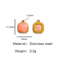 Vierkante roze stenen hanger in goud roestvrijstalen frame met maten en gewicht - Roze (HP0051G41)