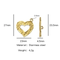 Golden stainless steel heart OT toggle clasp with intricate scroll engravings for jewelry - Irregular Heart (HP0123G08)