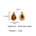 Waterdruppelvormige hanger van natuurlijke Tijgeroogsteen met goudkleurig edelstaal - Barnsteen (HP0051G43)