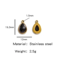 Roestvrijstalen druppelvormige hanger met zwarte steen inleg, afmetingen 19,3mm x 12mm - Zwart (HP0051G44)