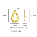 Golden irregular oval stainless steel hollow pendant with smooth polished finish - Fruit (HP0123G11)