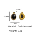 Roestvrijstalen ovale hanger met zwarte natuursteen voor het maken van DIY-sieraden - Zwart (HP0051G46)