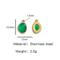 Groene natuursteen hanger van roestvrij staal met gouden rand voor DIY sieraden - Jade (HP0051G48)