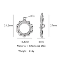 Silver stainless steel sun flower OT clasp jewelry component with leaf textured details - Wreath (HP0123S06)